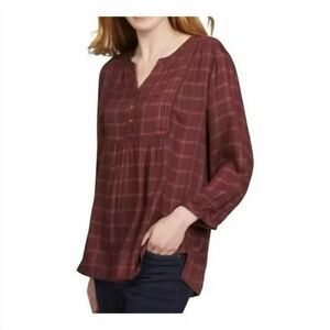 New Wrangler Women’s Pintuck Brown Plaid Blouse/Top - Size XXL, NWT